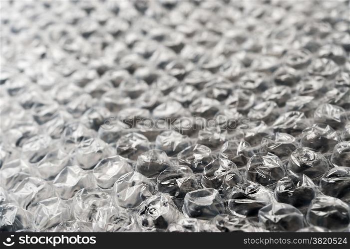 Bubble wrap packaging material close up detail view