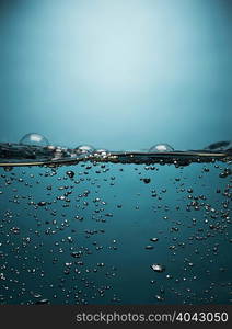 Bubbles floating in water