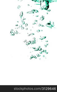 bubbles in a green water close up