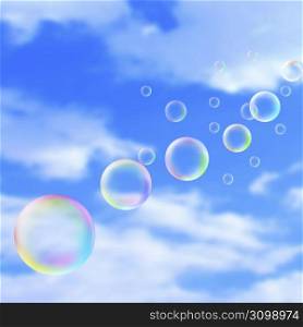 Bubbles with a sky background