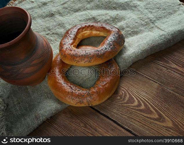 Bublik - traditional Eastern European bread roll.fresh russian bagels