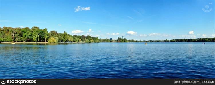 Bucharest city romania herestrau lake blue sky panorama