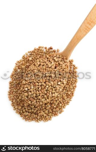 buckwheat in spoon isolated on white background