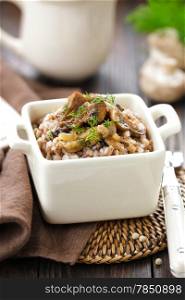 Buckwheat porridge with mushrooms&#xA;