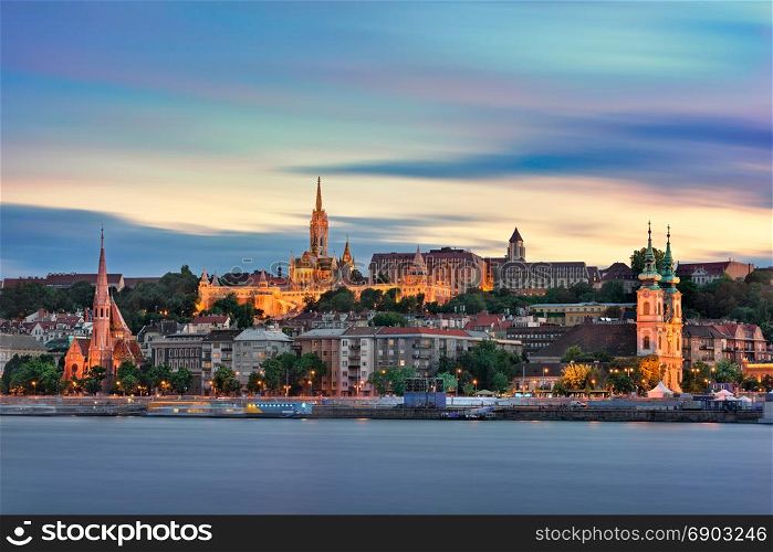 Buda Skyline in the Evening, Budapest, Hungary
