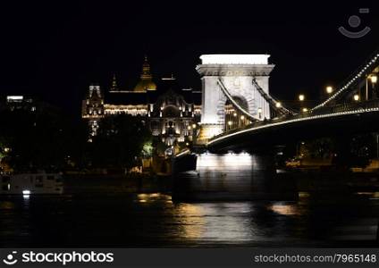 budapest city hungary chains bridge landmark night lights