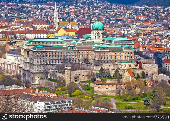 Budapest historic landmarks of Buda Castle view, capital of Hungary