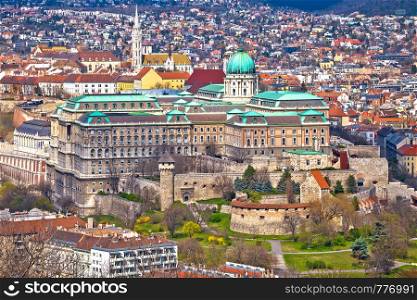 Budapest historic landmarks of Buda Castle view, capital of Hungary