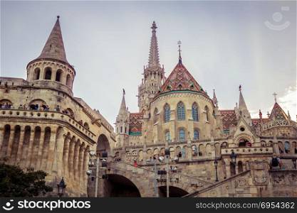 Budapest, Hungary - September 19, 2015: People visit the Fisherman&rsquo;s Bastion in Budapest, Hungary at sunset time