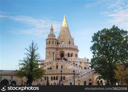 BUDAPEST - OCTOBER 21: Fisherman bastion on October 21, 2014 in Budapest, Hungary. It&rsquo;s a terrace in neo-Gothic and neo-Romanesque style situated on the Buda bank of the Danube