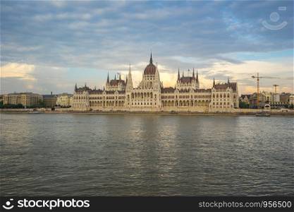 Budapest Parliament Building with Danube River in Hungary.