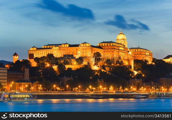 Budapest Royal Palace night view. Long exposure.