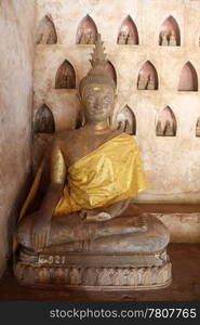 Buddha in temple Wat Sisaket, Vientiane, Laos