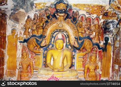 Buddha in the small shrine in Ridigala in Sri Lanka