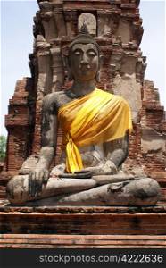 Buddha in wat Mahathat in Ayuthaya, central Thailand