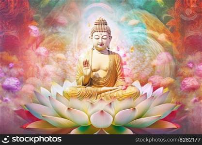 Buddha lotus meditation. Travel zen. Generate Ai. Buddha lotus meditation. Generate Ai