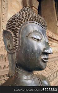 Buddha&rsquo;s head in Wat Phra Keo, Vientiane, Laos