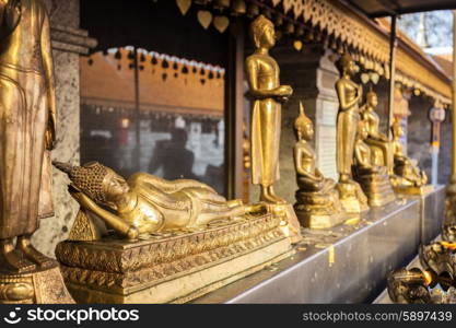 Buddha statue at Wat Doi Suthep. It is a Theravada buddhist temple near Chiang Mai, Thailand.