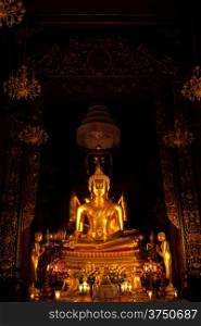 Buddha statue in the church. The prayer from God.