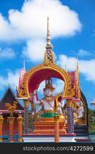 Buddha statue in Wat Plai Laem - buddhist temple on Koh Samui, Thailand