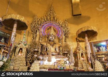 "buddha statue,made from gold in "Kaba Aye" pagoda in Yangon, Burma (Myanmar)"