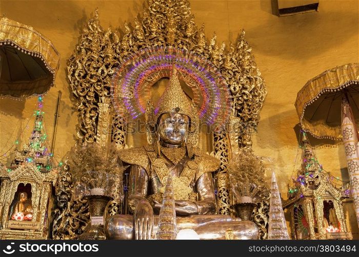 "buddha statue,made from gold in "Kaba Aye" pagoda in Yangon, Burma (Myanmar)"