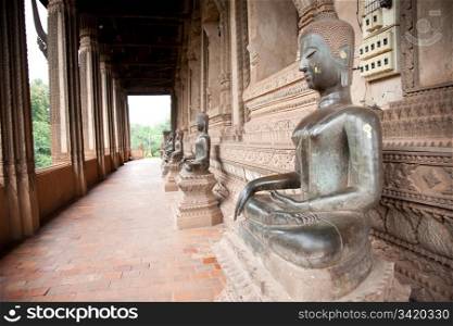 Buddha statue. Wat Ho Phra Keo (Altar of the Emerald Buddha), Vientiane, Laos