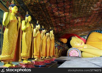 Buddhas inside Mulkirigala cave, Sri Lanka