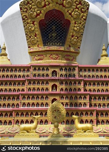 Buddhist Chorten in Kathmandu, Nepal. A Chorten or stupa is a structure containing relics  remains of Buddhist monks or nuns  that is used as a place of meditation.