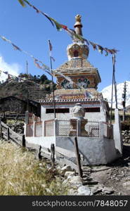 Buddhist dagoba in villsge in Nepal