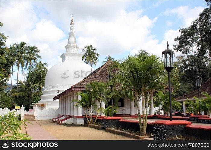 Buddhist monastery with white stupa in Badella, Sri Lanka