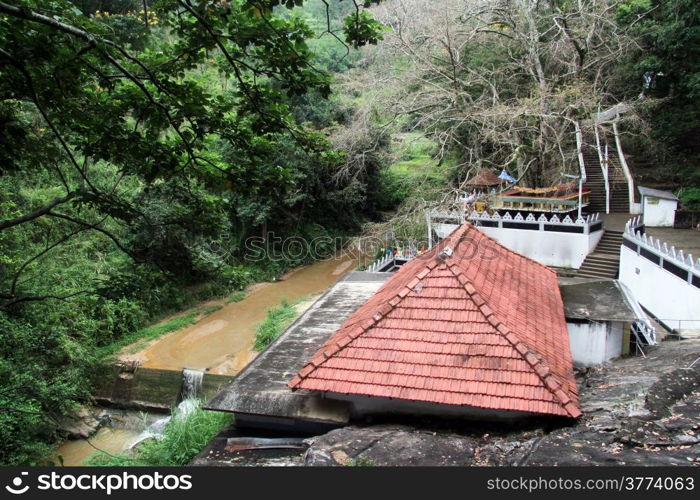 Buddhist rock temple Dhowa near Bandarawela, Sri Lanka