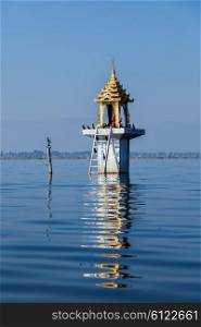 Buddhist shrine in water, Inle lake, Myanmar