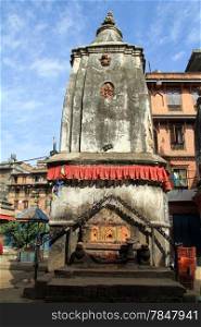 Buddhist stupa in the inner yard of house in Bhaktapur, Nepal
