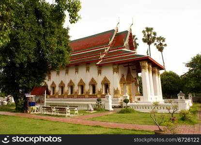 Buddhist temple in wat in Ayuthaya in central Thailand