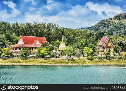 Buddhist temple on the island of Phuket in Thailand