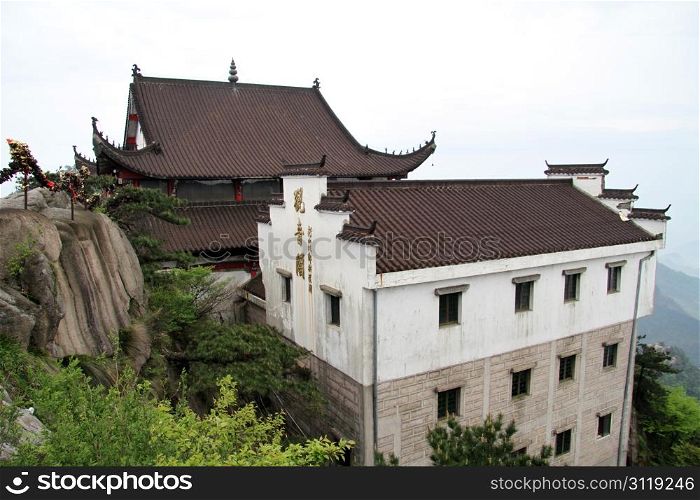 Buddhist temple Tiantai on the top of mount in Jiuhua Shan, China