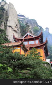 Buddhist temples on the top of Jiuhua Shan in China