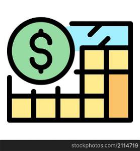 Budget calculator icon. Outline budget calculator vector icon color flat isolated. Budget calculator icon color outline vector