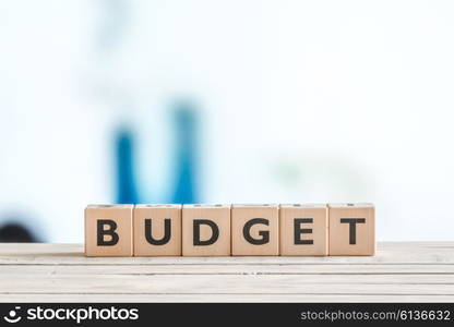 Budget sign on a wooden table with blocks