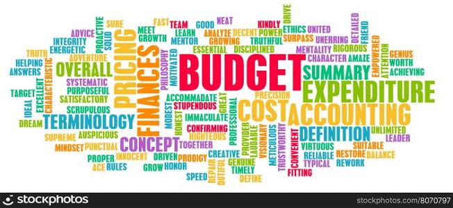Budget Word Cloud Concept on White. Budget Word Cloud Concept