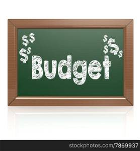 Budget word written on chalkboard image with hi-res rendered artwork that could be used for any graphic design.. Budget word written on chalkboard