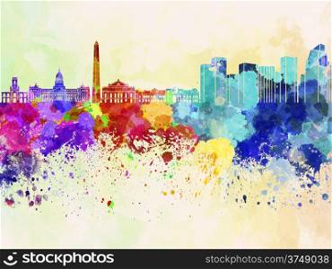 Buenos Aires skyline in watercolor background