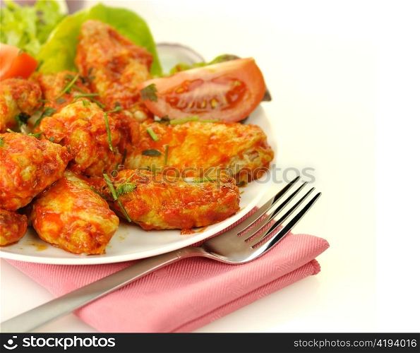 Buffalo chicken hot wings appetizer plate