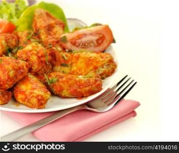 Buffalo chicken hot wings appetizer plate