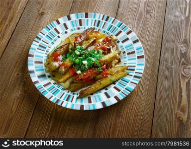 Buffalo Oven Fries - American Deep fried potatoes with sauce