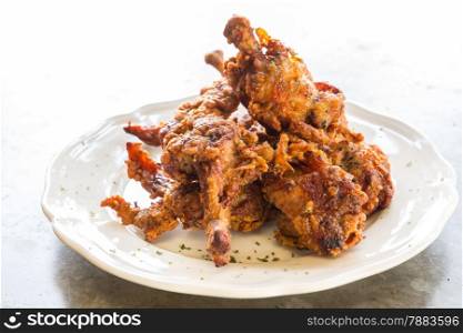 Buffalo Wing, Deep fried chicken, in white plate