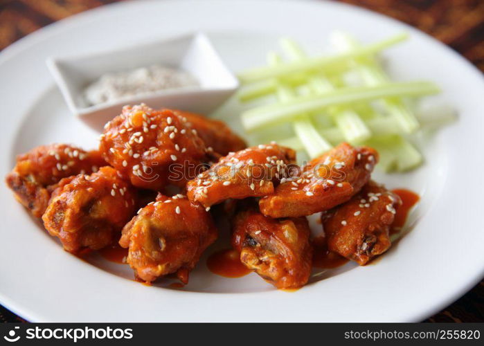 Buffalo wings fried chicken with spicy sauce