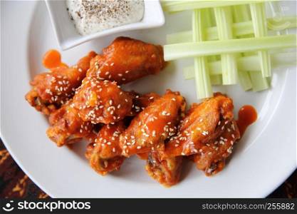 Buffalo wings fried chicken with spicy sauce