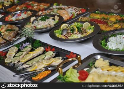 buffet catering food arangement on table